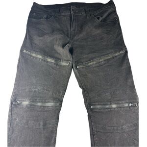 True Religion Men’s Moto Black Denim Jeans Size 38 Multi-Zipper 38x32